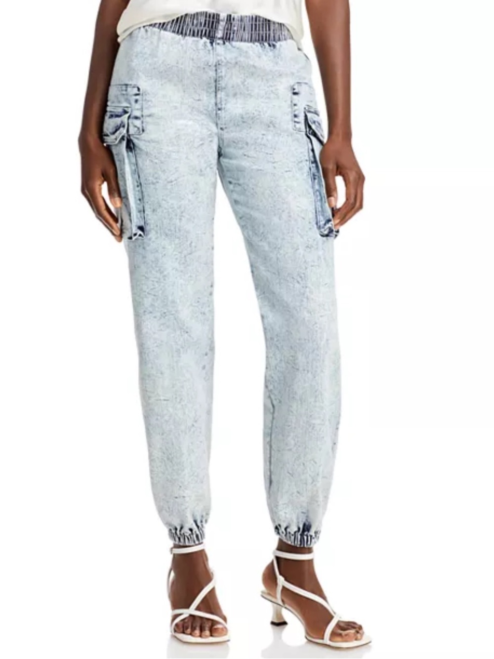 NWT Norma Kamali Light Wash Cargo Jogger Jeans - Women